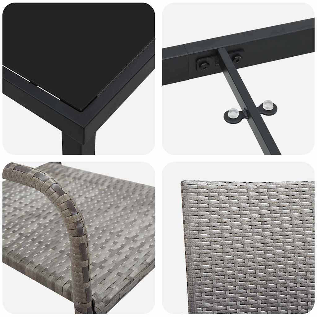 Tuin eettafelset met kussen 9 pcs Grijs poly rattan – afbeelding 9