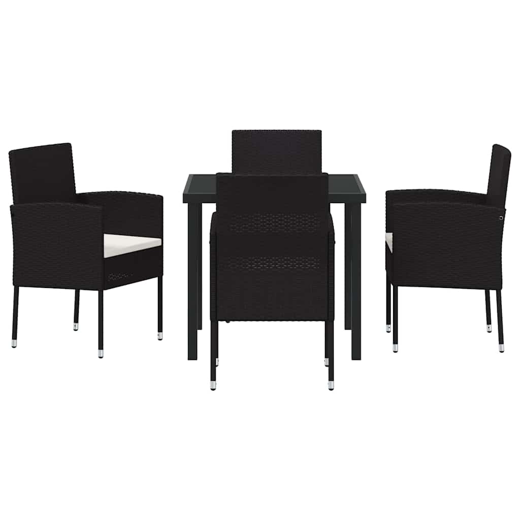 Tuin eettafelset met kussen 5 pcs Zwart poly rattan – afbeelding 7