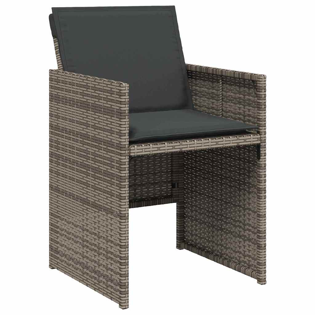 Tuin eettafelset met kussen 9 pcs Grijs poly rattan – afbeelding 6