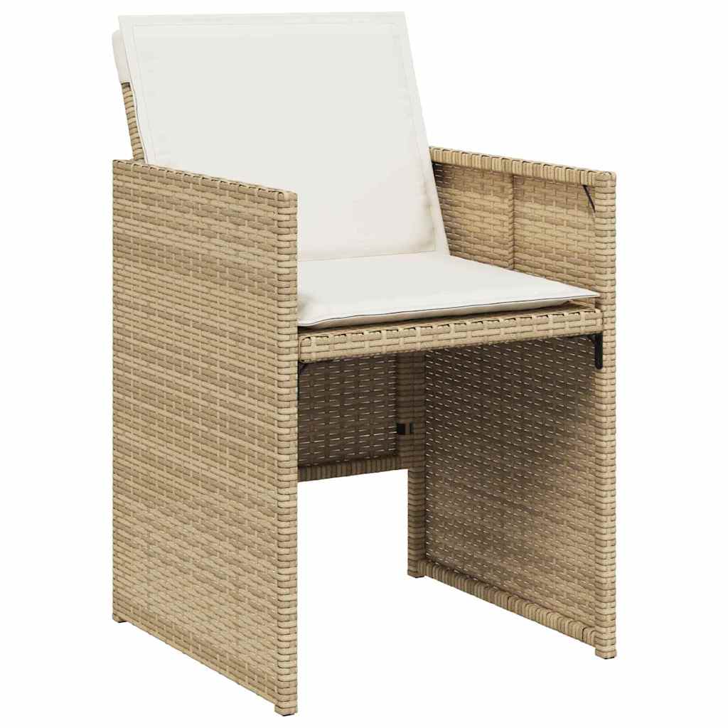 Tuin eettafelset met kussen 5 pcs Beige poly rattan – afbeelding 6