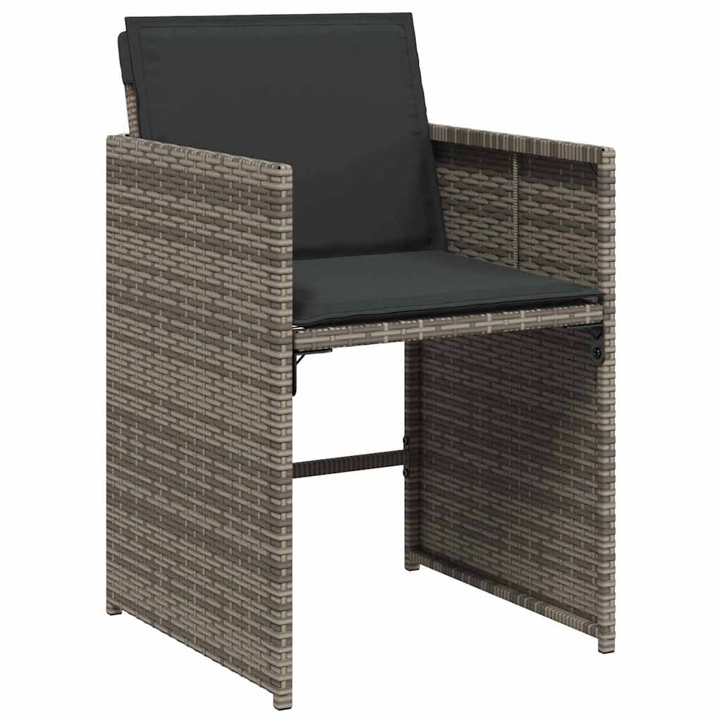 Tuin eettafelset met kussen 5 pcs Grijs poly rattan – afbeelding 6