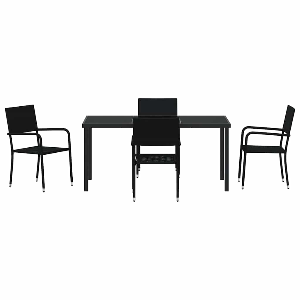 Tuin eettafelset met kussen 5 pcs Zwart poly rattan – afbeelding 7