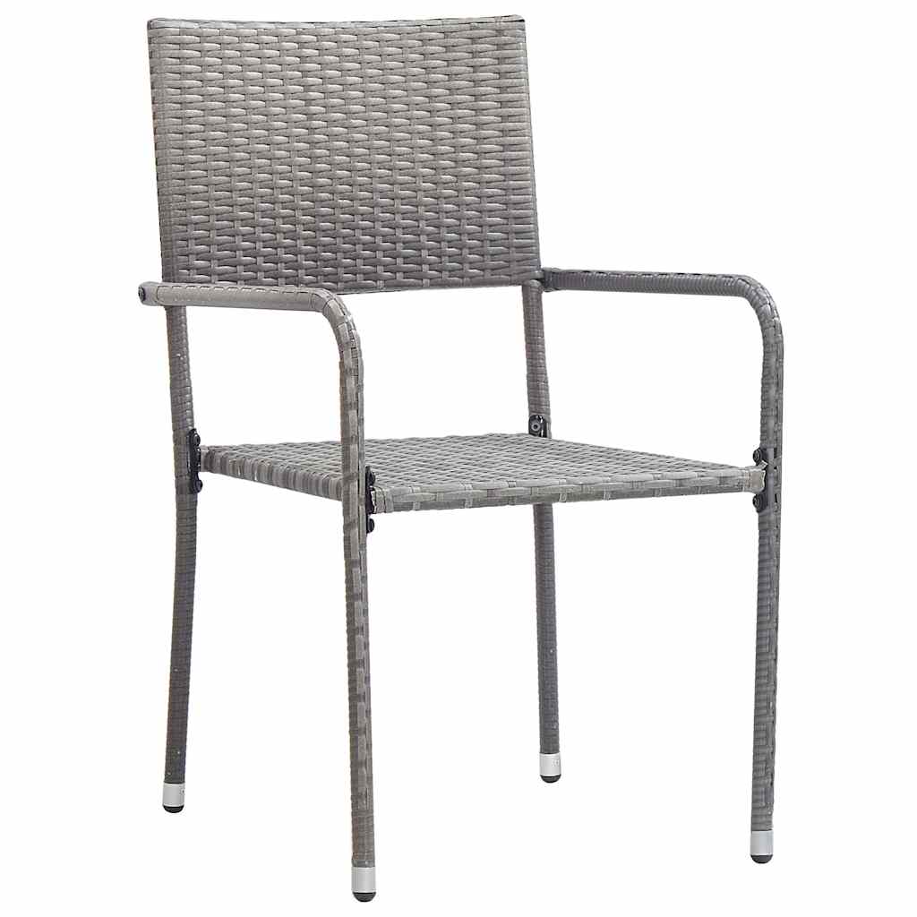Tuin eettafelset met kussen 5 pcs Grijs poly rattan – afbeelding 6