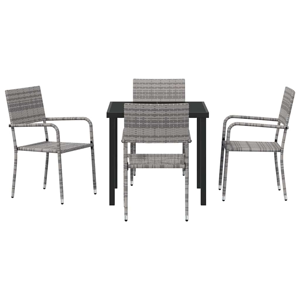 Tuin eettafelset met kussen 5 pcs Grijs poly rattan – afbeelding 7