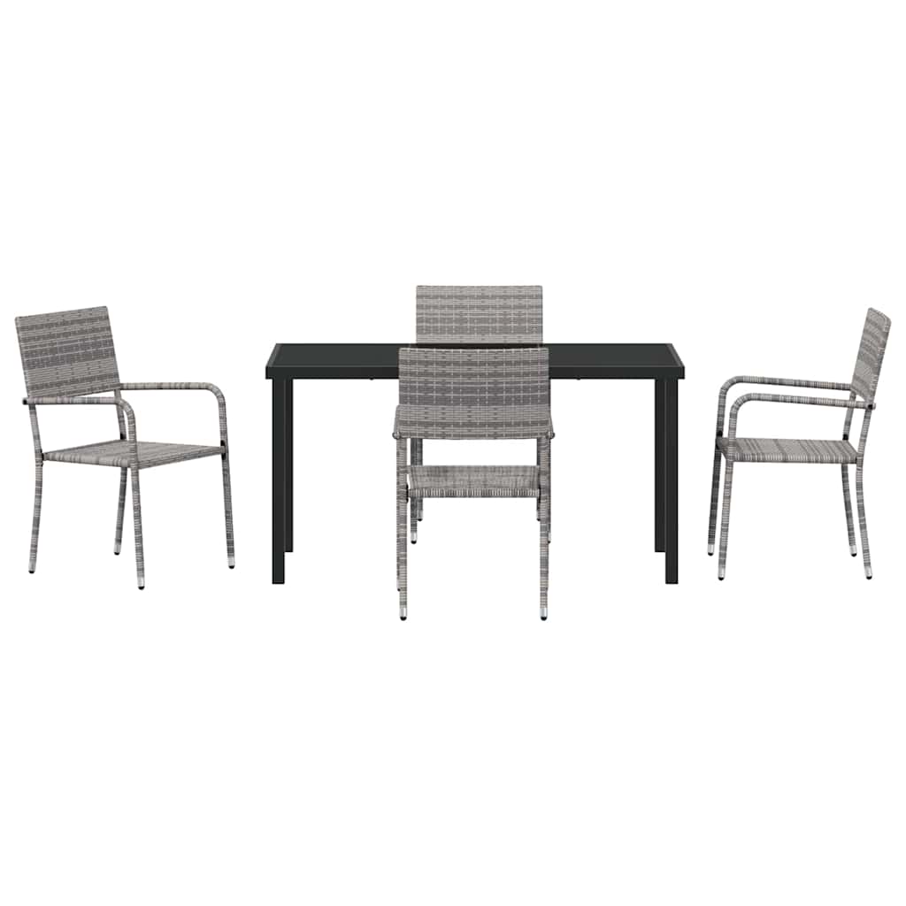 Tuin eettafelset met kussen 5 pcs Grijs poly rattan – afbeelding 7