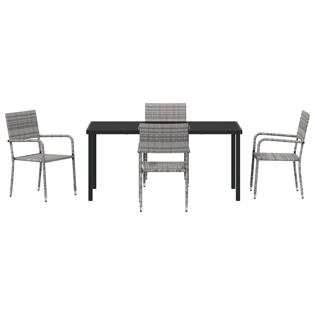 Tuin eettafelset met kussen 5 pcs Grijs poly rattan – afbeelding 7