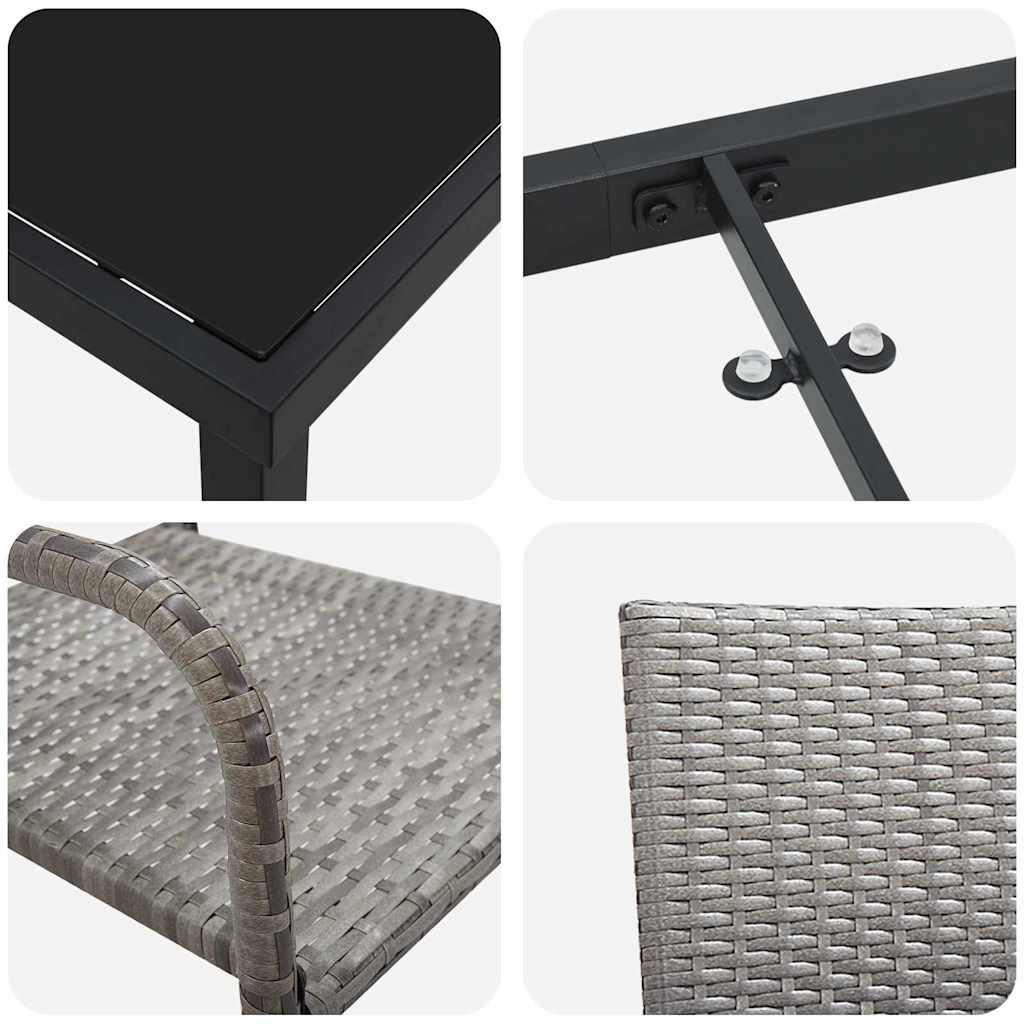 Tuin eettafelset met kussen 7 pcs Grijs poly rattan – afbeelding 9