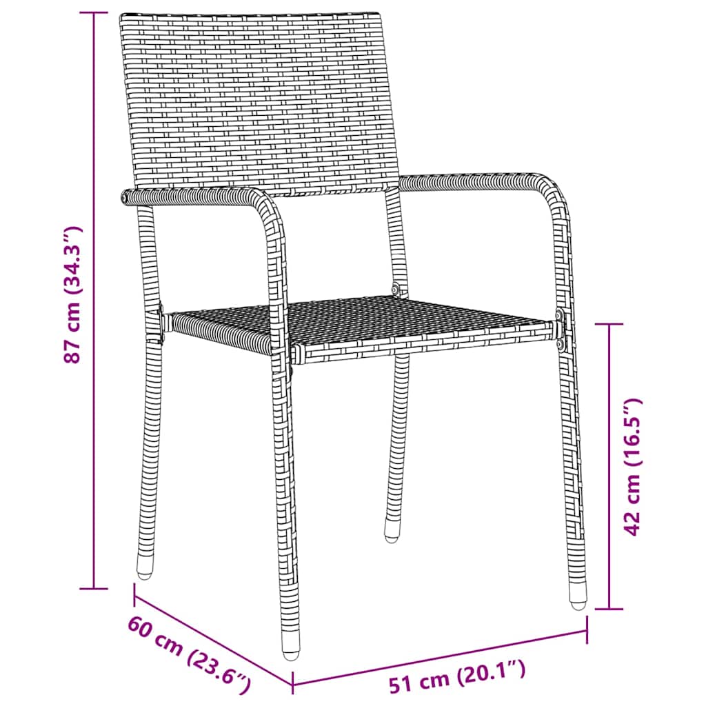 Tuin eettafelset met kussen 9 pcs Grijs poly rattan – afbeelding 10