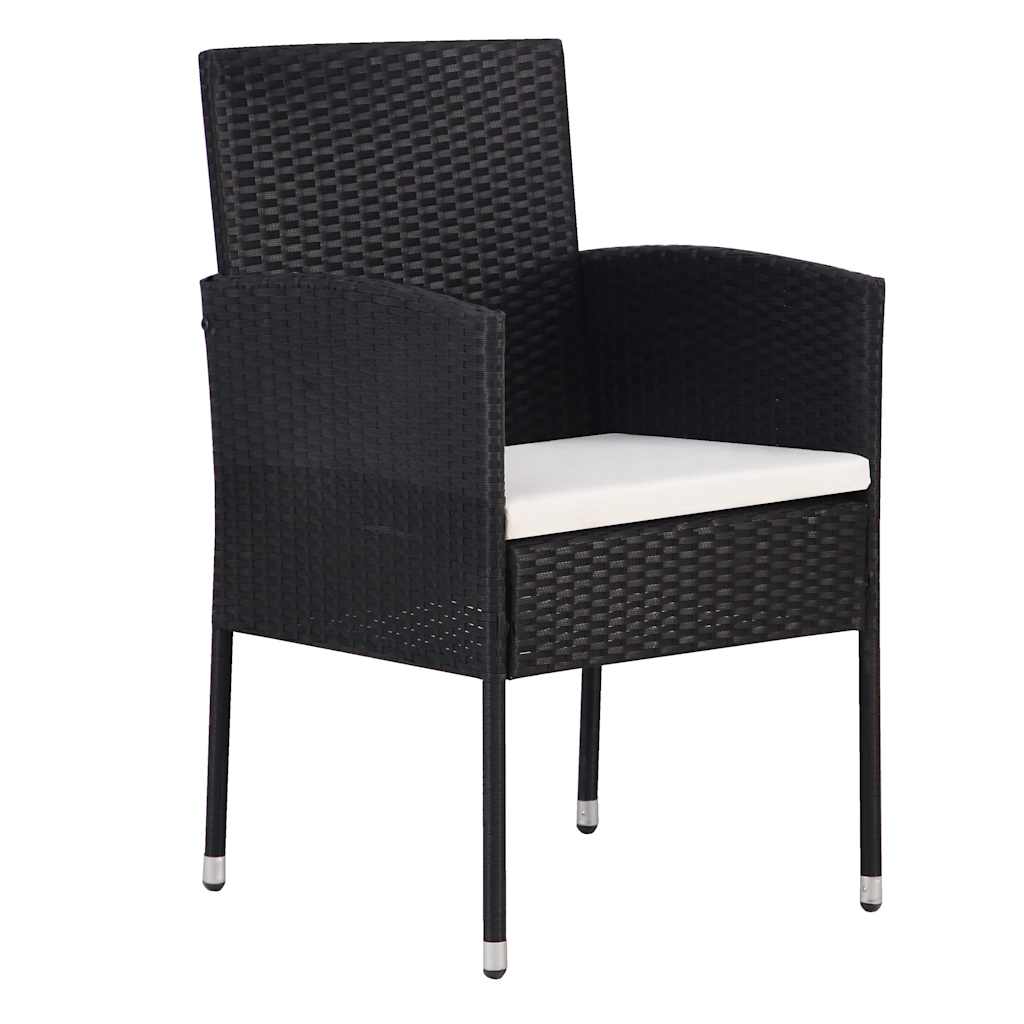 Tuin eettafelset met kussen 7 pcs Zwart poly rattan – afbeelding 6
