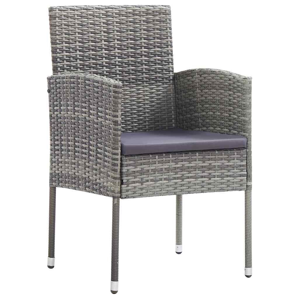 Tuin eettafelset met kussen 3 pcs Grijs poly rattan – afbeelding 6