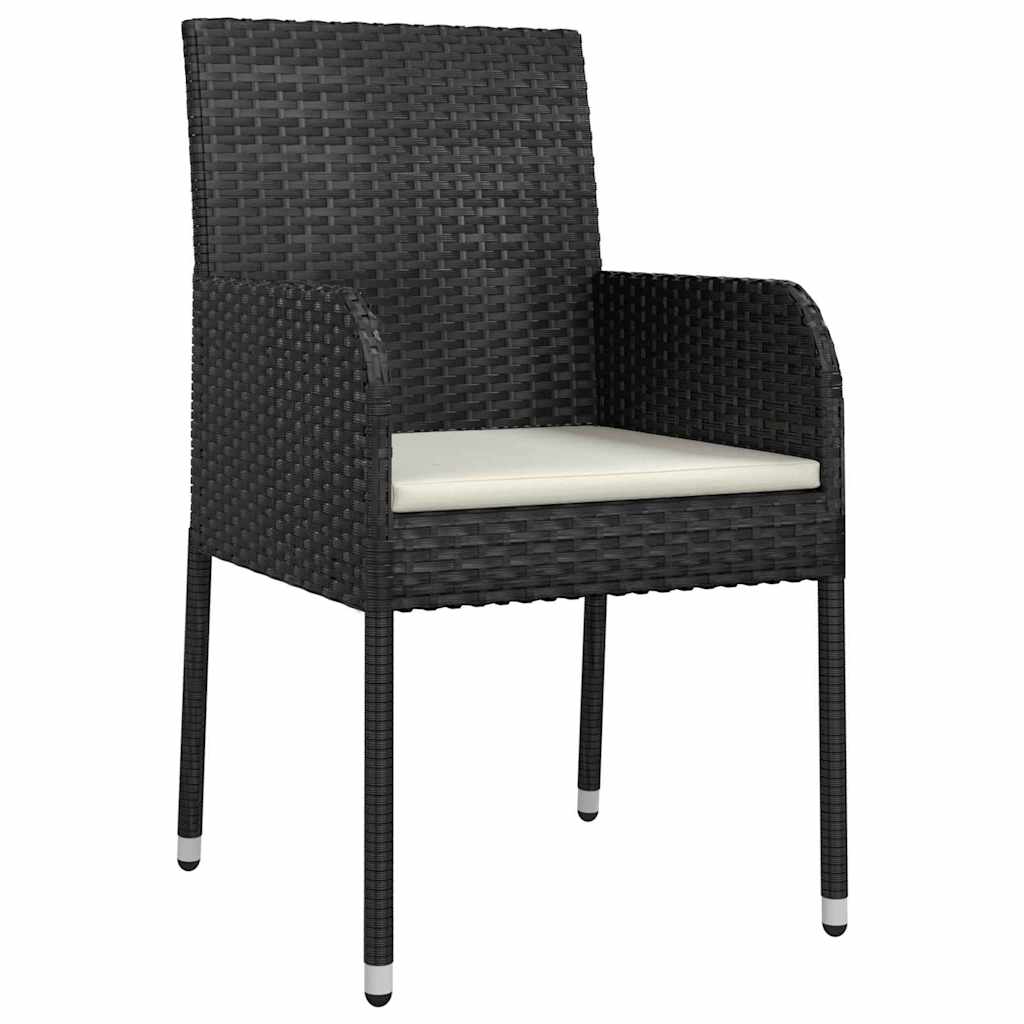 Tuin eettafelset met kussen 9 pcs Zwart poly rattan – afbeelding 6