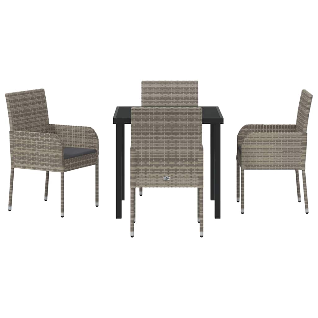 Tuin eettafelset met kussen 5 pcs Grijs poly rattan – afbeelding 7