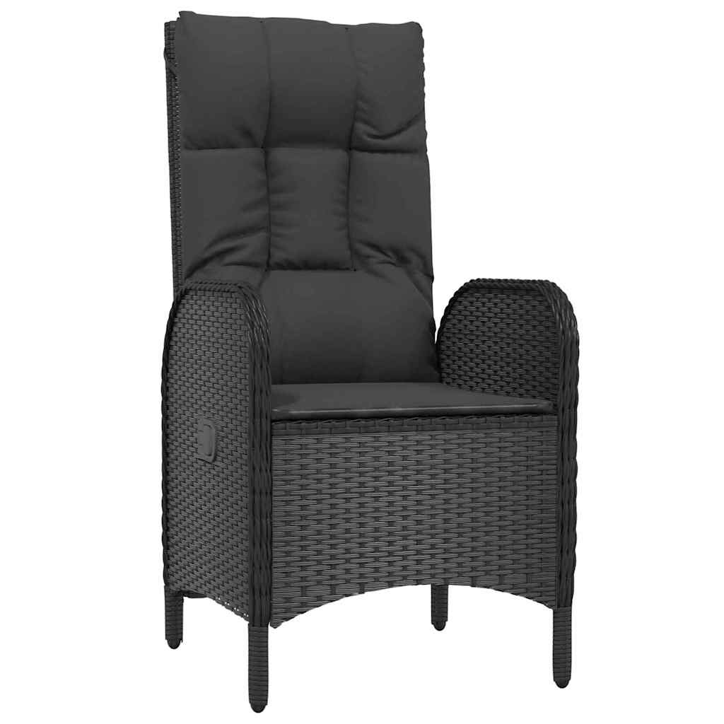 Tuin eettafelset met kussen 3 pcs Zwart poly rattan – afbeelding 6