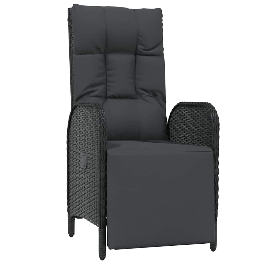 Tuin eettafelset met kussen 5 pcs Zwart poly rattan – afbeelding 6