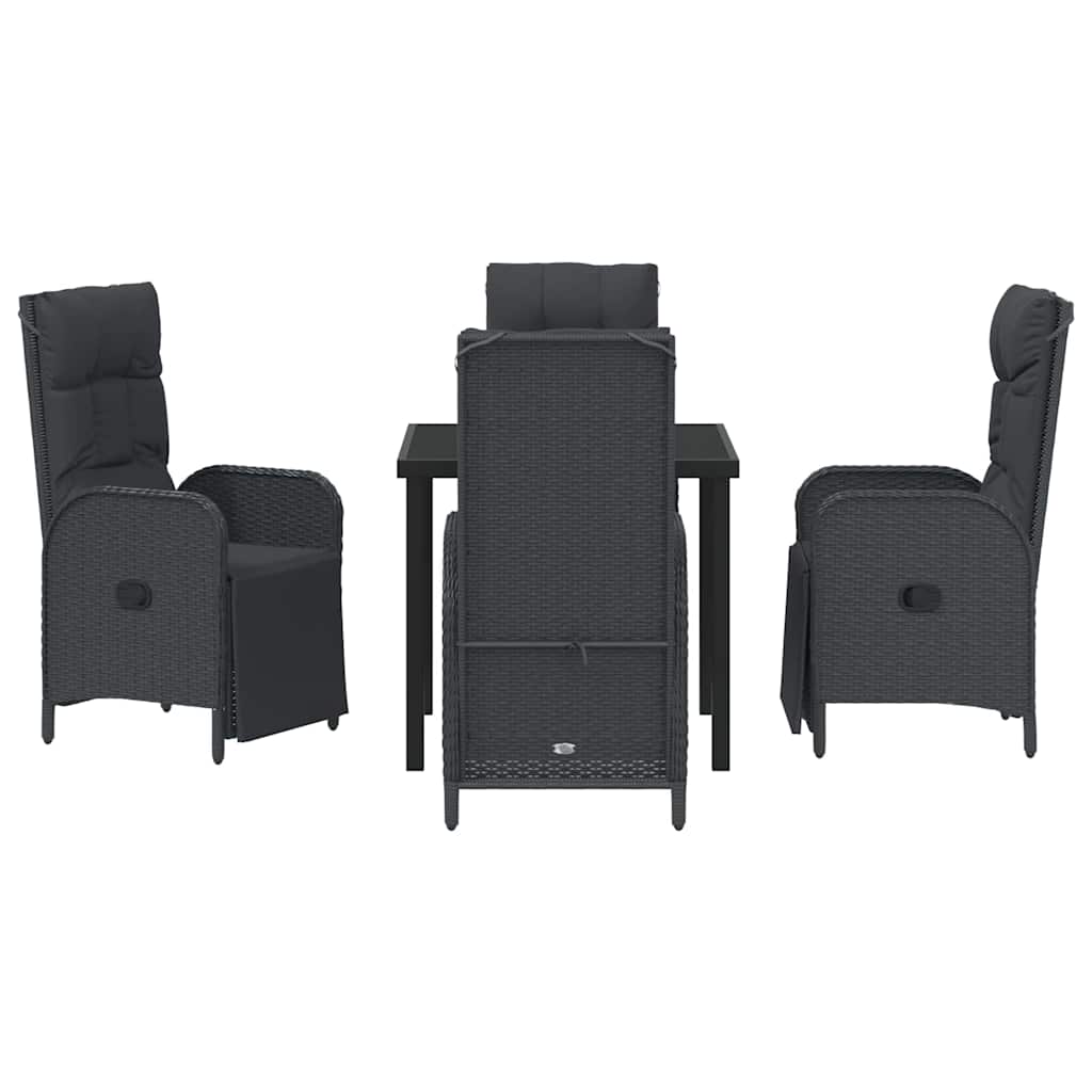 Tuin eettafelset met kussen 5 pcs Zwart poly rattan – afbeelding 7