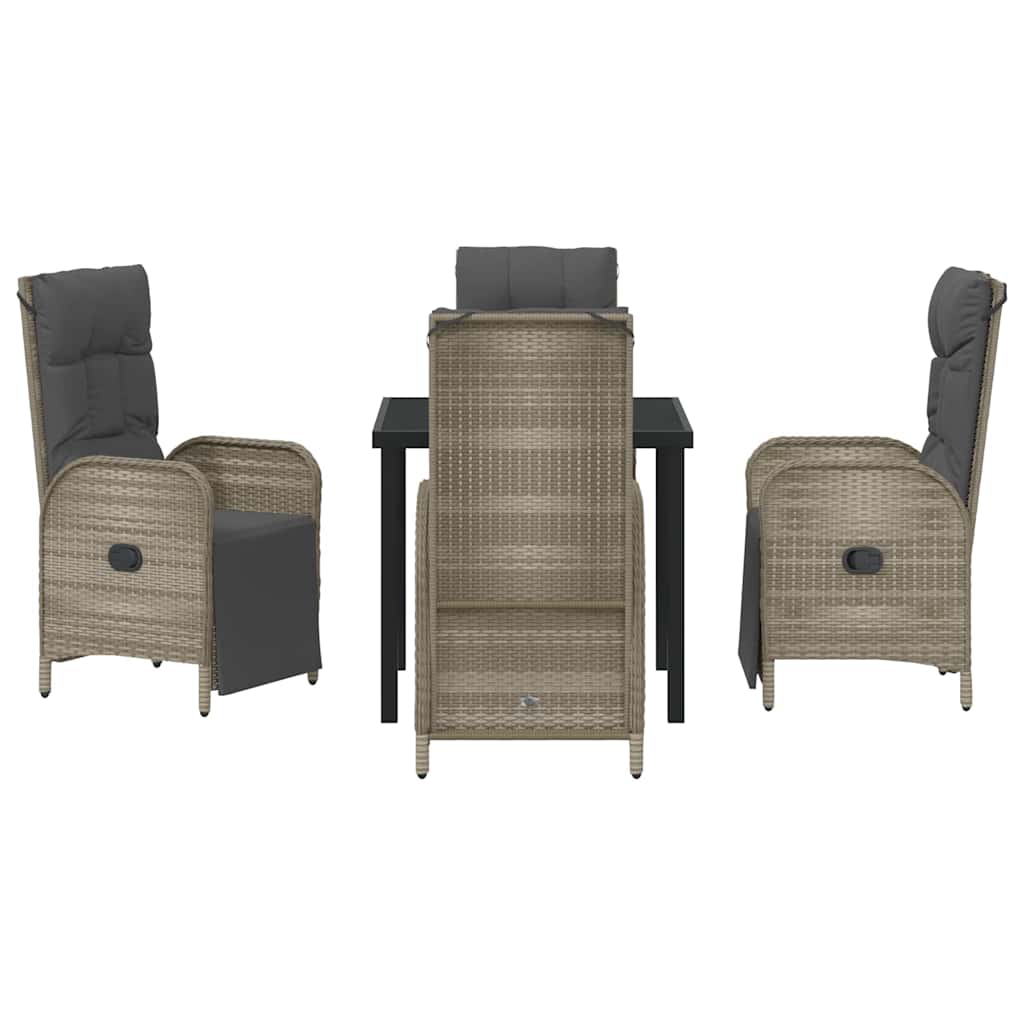 Tuin eettafelset met kussen 5 pcs Grijs poly rattan – afbeelding 7