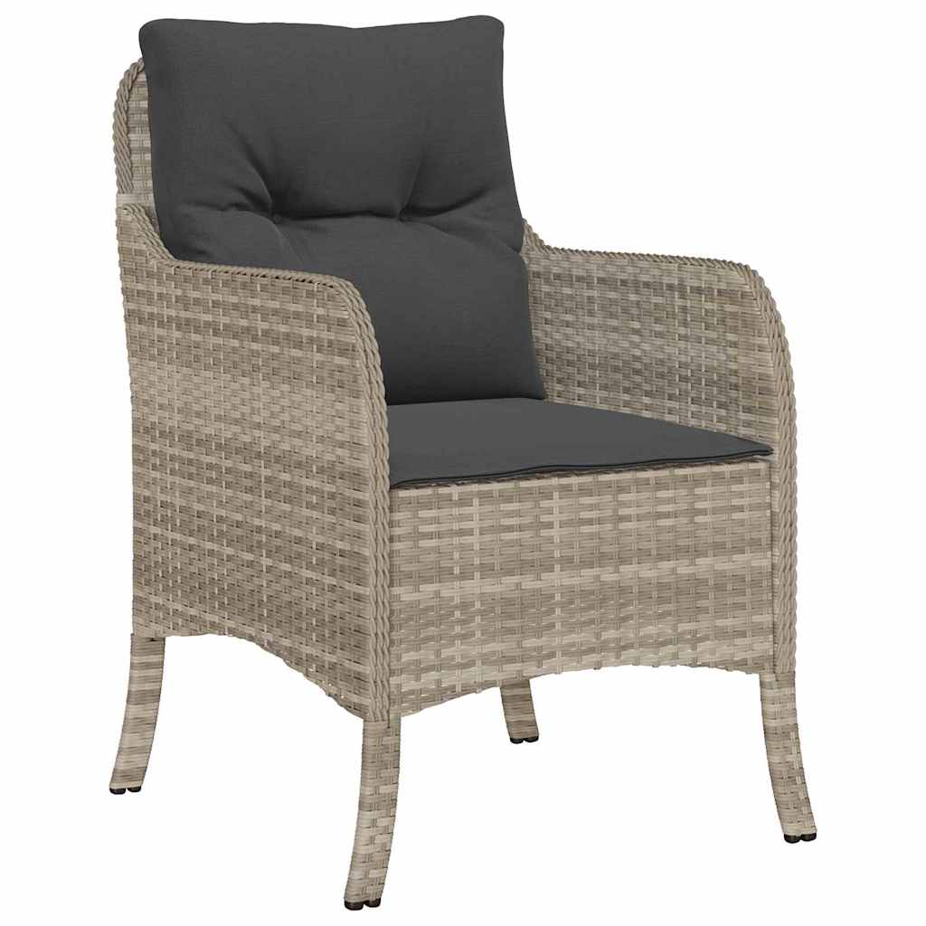 Tuin eettafelset met kussen 9 pcs Lichtgrijs poly rattan – afbeelding 6