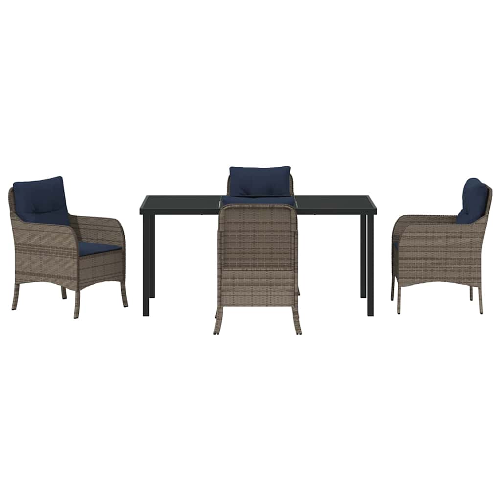 Tuin eettafelset met kussen 5 pcs Grijs poly rattan – afbeelding 7
