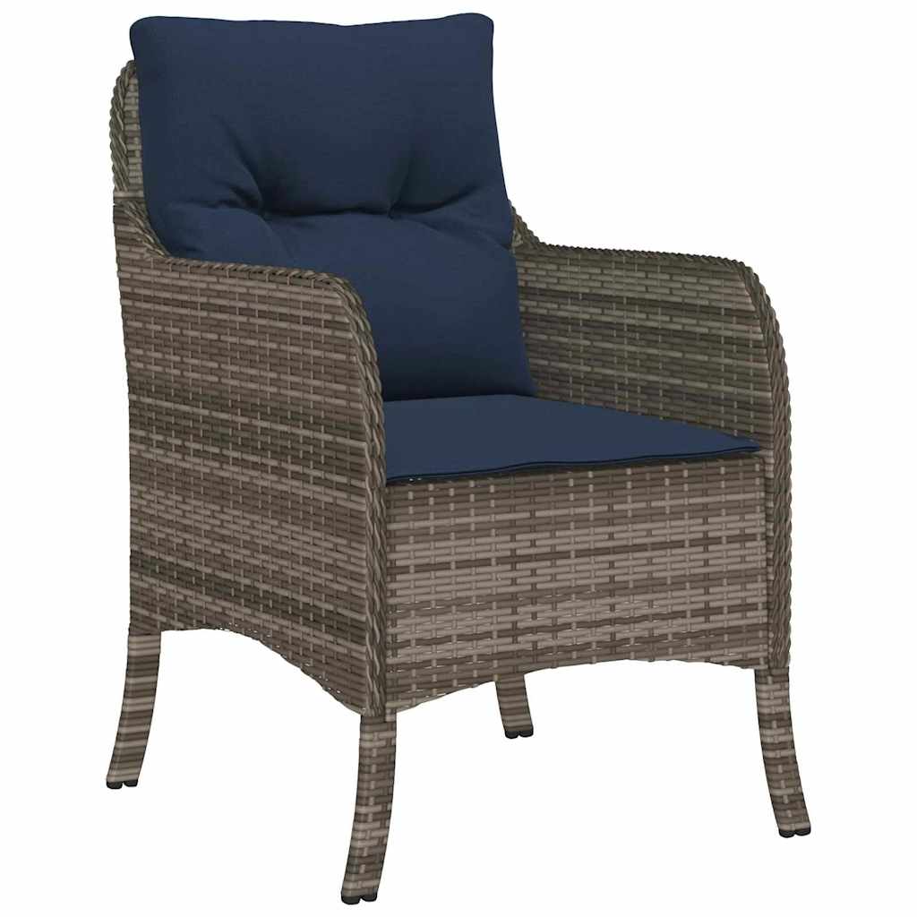 Tuin eettafelset met kussen 7 pcs Grijs poly rattan – afbeelding 6