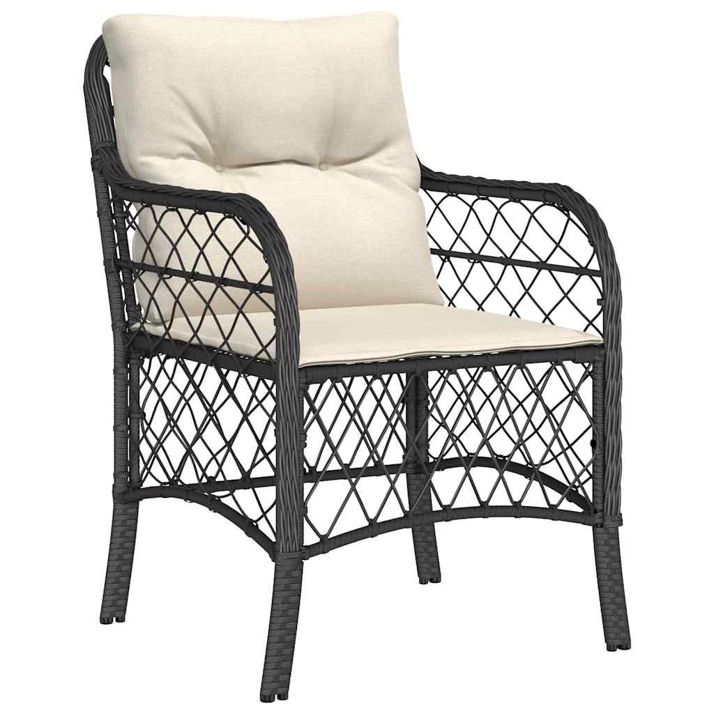 Tuin eettafelset met kussen 5 pcs Zwart poly rattan – afbeelding 5