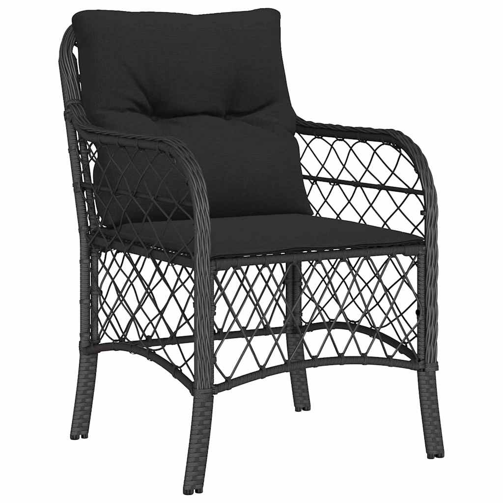Tuin eettafelset met kussen 7 pcs Zwart poly rattan – afbeelding 6