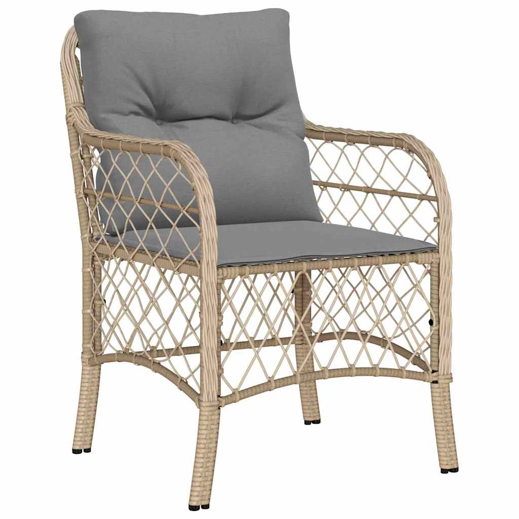 Tuin eettafelset met kussen 9 pcs Beige poly rattan – afbeelding 6