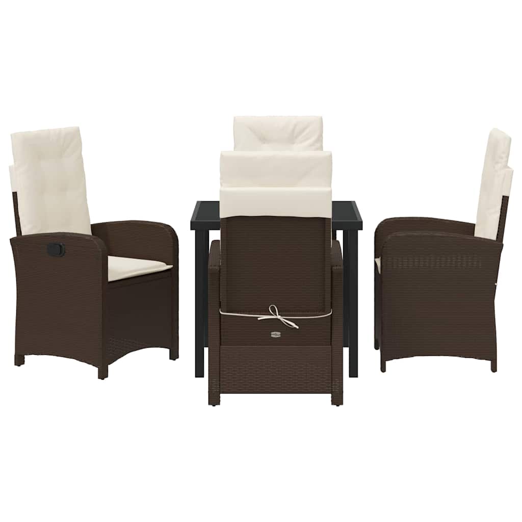 Tuin eettafelset met kussen 5 pcs Bruin poly rattan – afbeelding 7