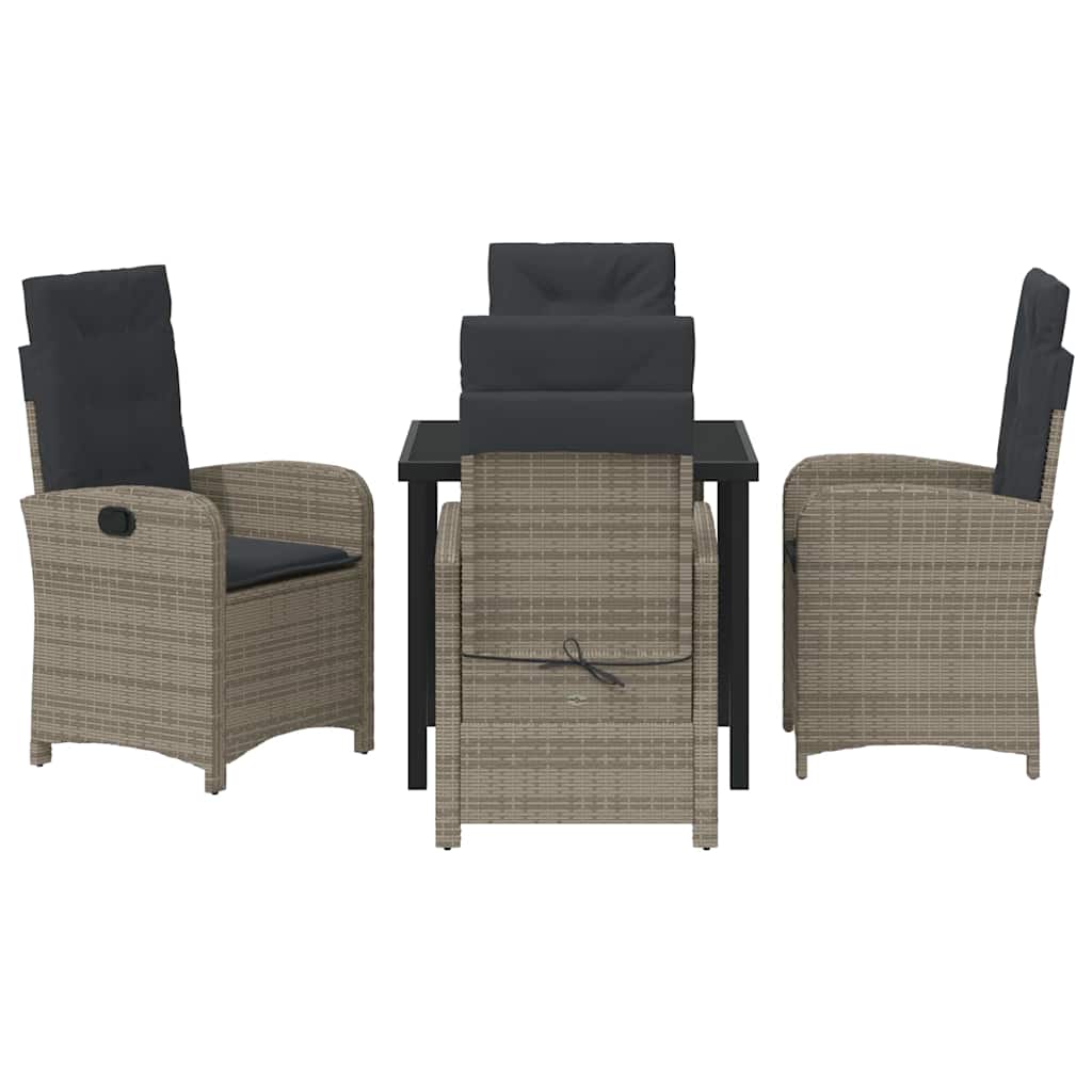 Tuin eettafelset met kussen 5 pcs Grijs poly rattan – afbeelding 7