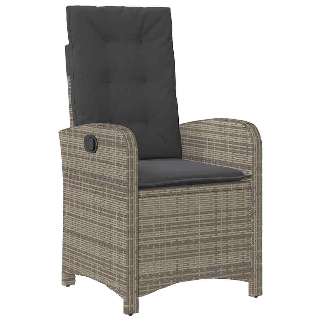 Tuin eettafelset met kussen 7 pcs Grijs poly rattan – afbeelding 6