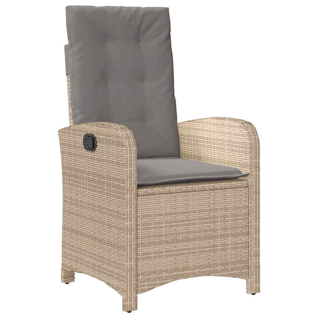Tuin eettafelset met kussen 3 pcs Beige poly rattan – afbeelding 5