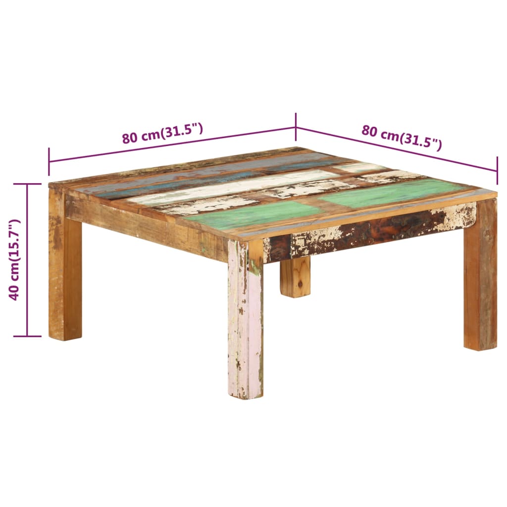 Salontafel 80x80x40 cm massief gerecycled hout – afbeelding 7