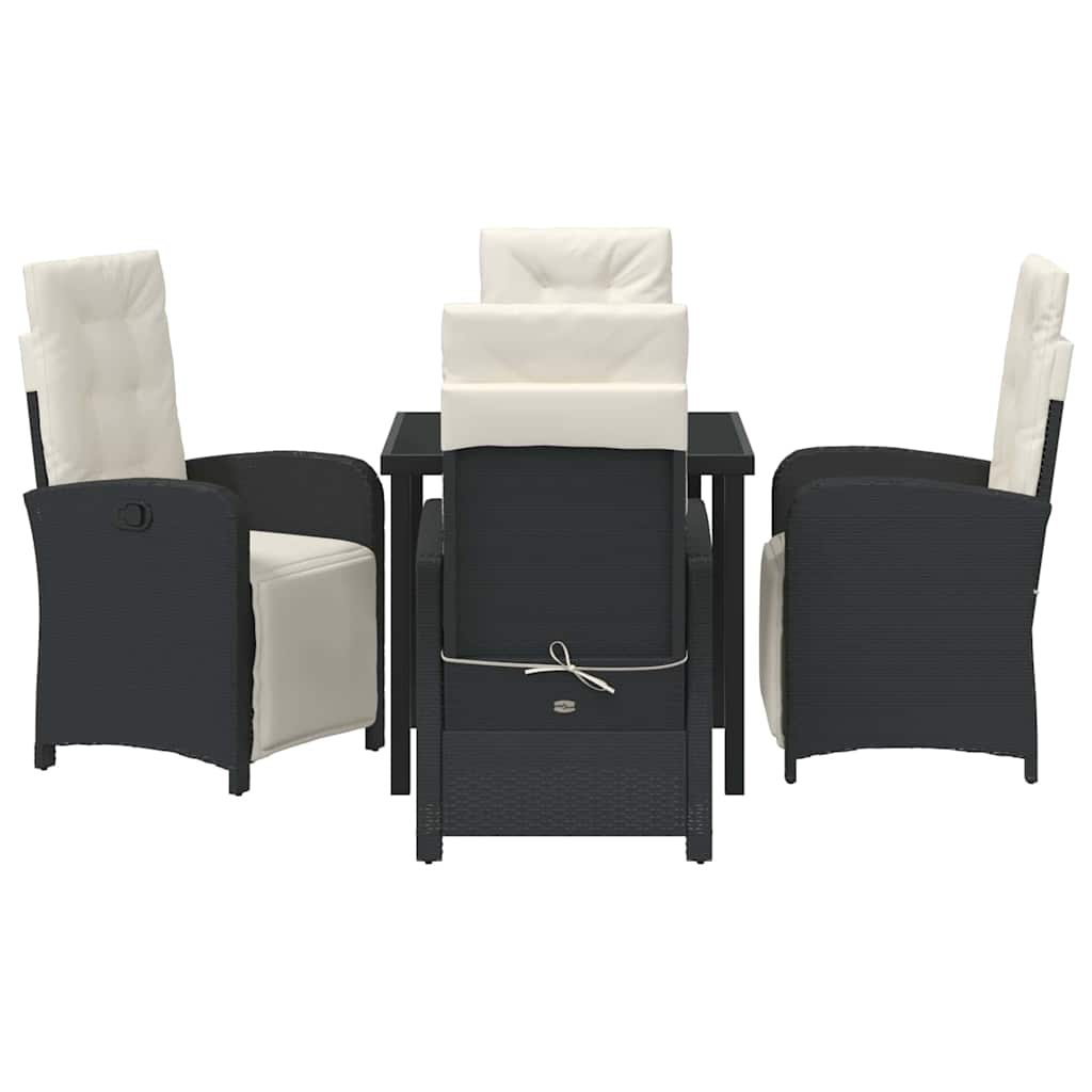 Tuin eettafelset met kussen 5 pcs Zwart poly rattan – afbeelding 7