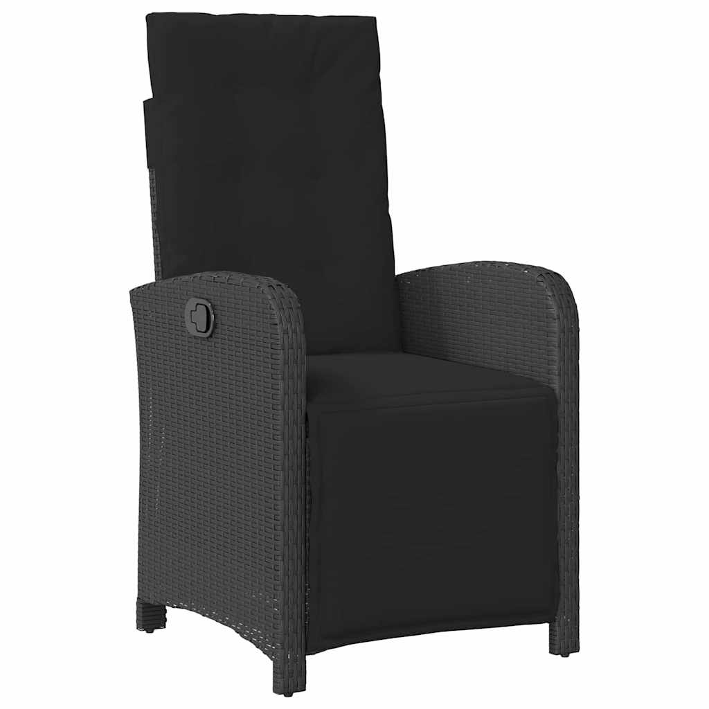 Tuin eettafelset met kussen 7 pcs Zwart poly rattan – afbeelding 6