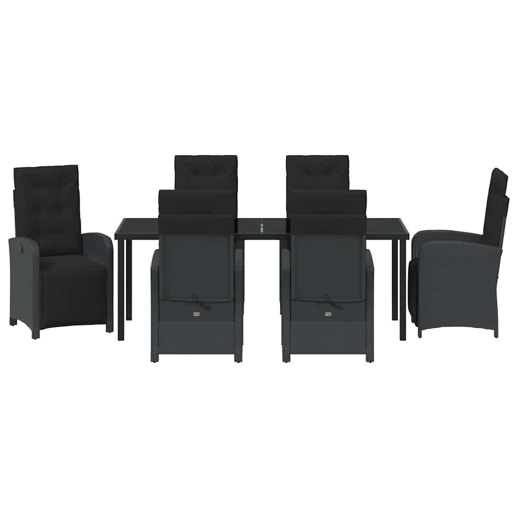 Tuin eettafelset met kussen 7 pcs Zwart poly rattan – afbeelding 7