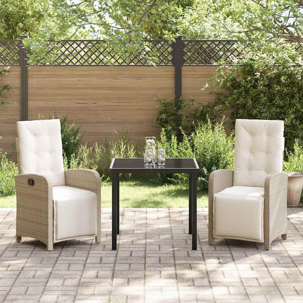 Tuin eettafelset met kussen 3 pcs Beige poly rattan – afbeelding 4