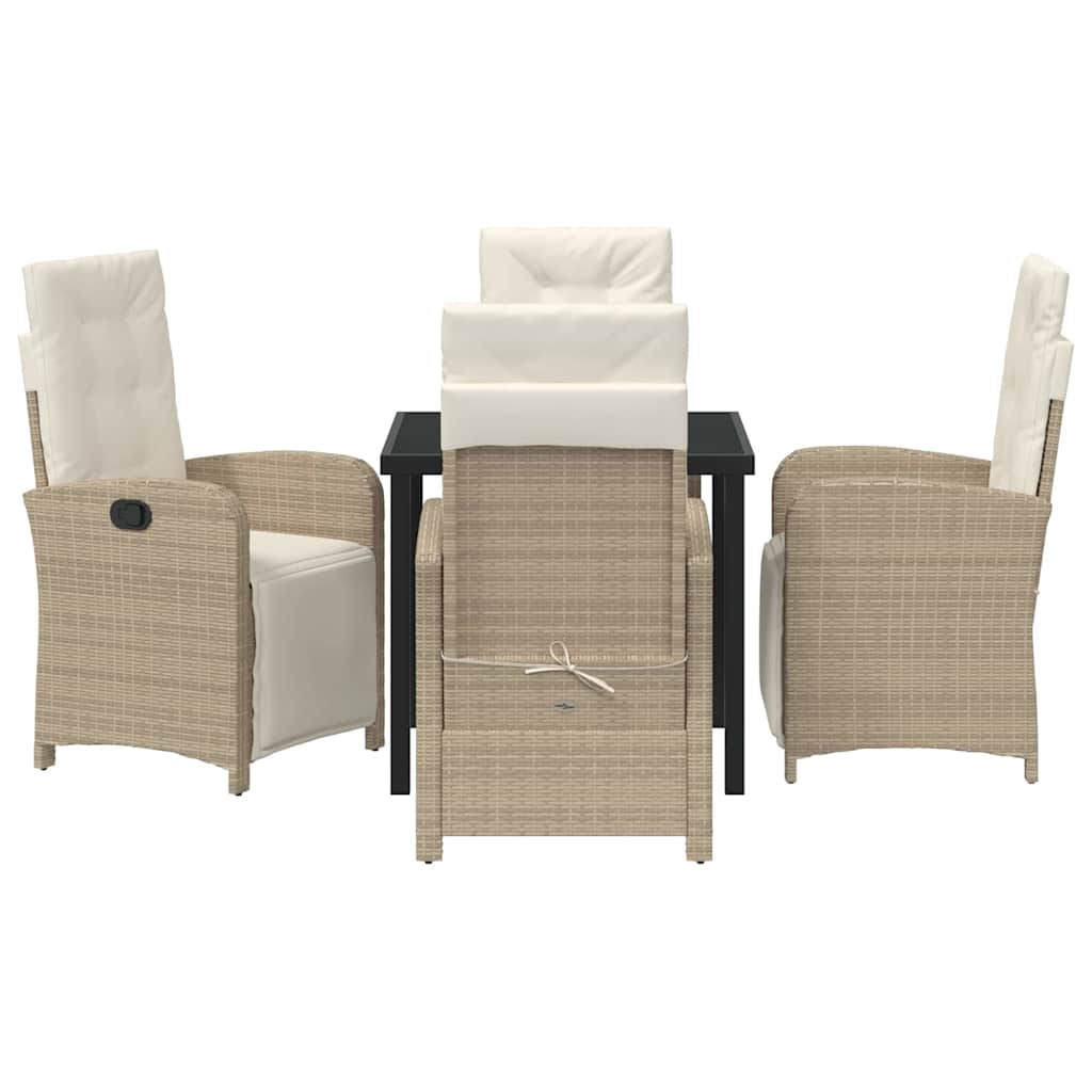 Tuin eettafelset met kussen 5 pcs Beige poly rattan – afbeelding 7