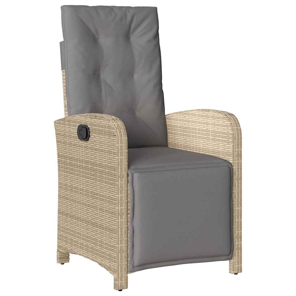Tuin eettafelset met kussen 3 pcs Beige poly rattan – afbeelding 6
