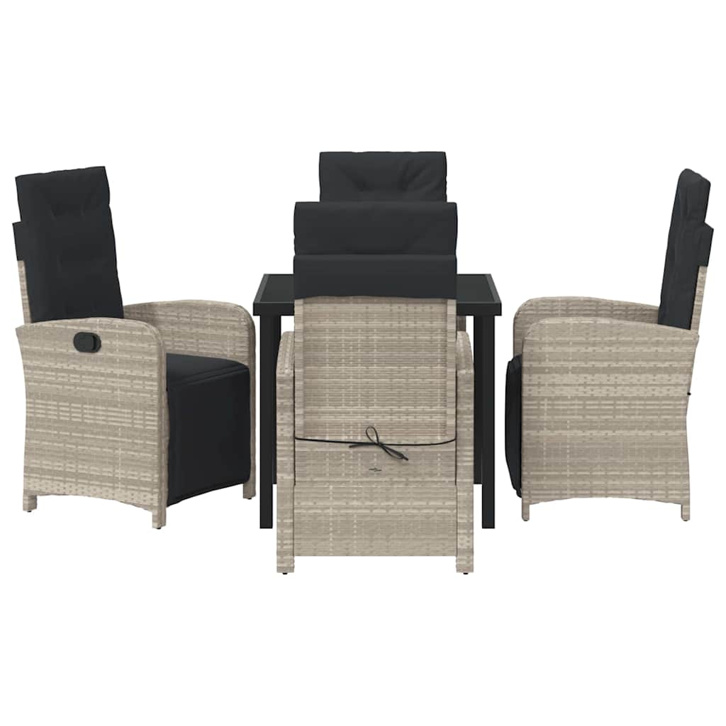 Tuin eettafelset met kussen 5 pcs Lichtgrijs poly rattan – afbeelding 7