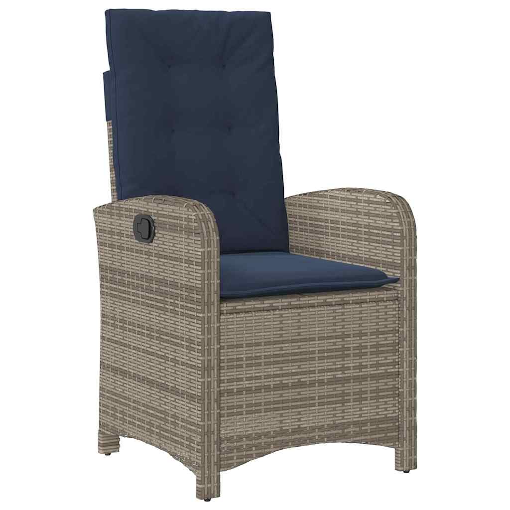 Tuin eettafelset met kussen 7 pcs Grijs poly rattan – afbeelding 6