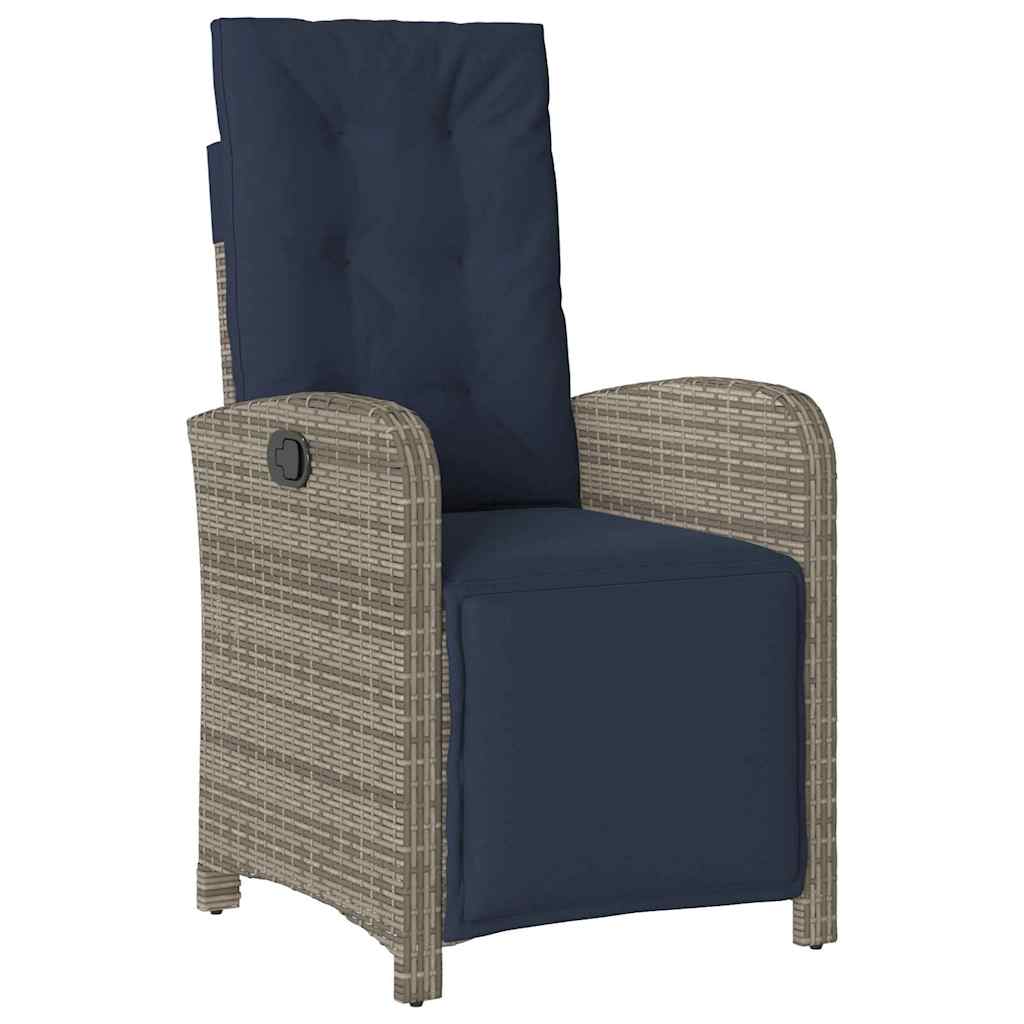 Tuin eettafelset met kussen 3 pcs Grijs poly rattan – afbeelding 6