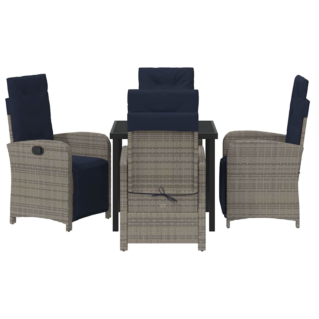 Tuin eettafelset met kussen 5 pcs Grijs poly rattan – afbeelding 7