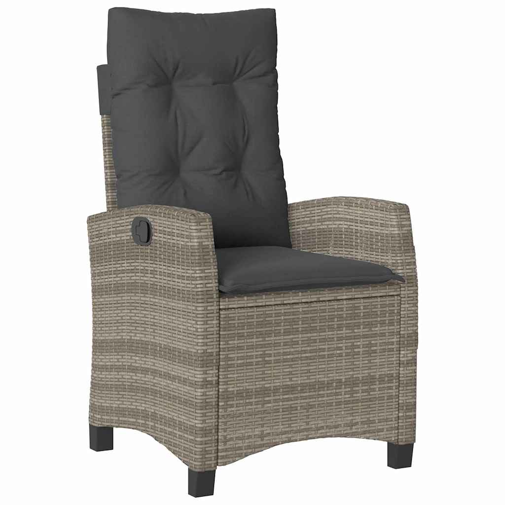 Tuin eettafelset met kussen 3 pcs Grijs poly rattan – afbeelding 6