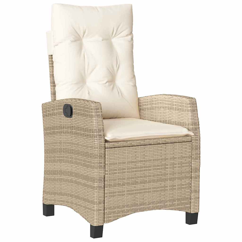 Tuin eettafelset met kussen 3 pcs Beige poly rattan – afbeelding 6