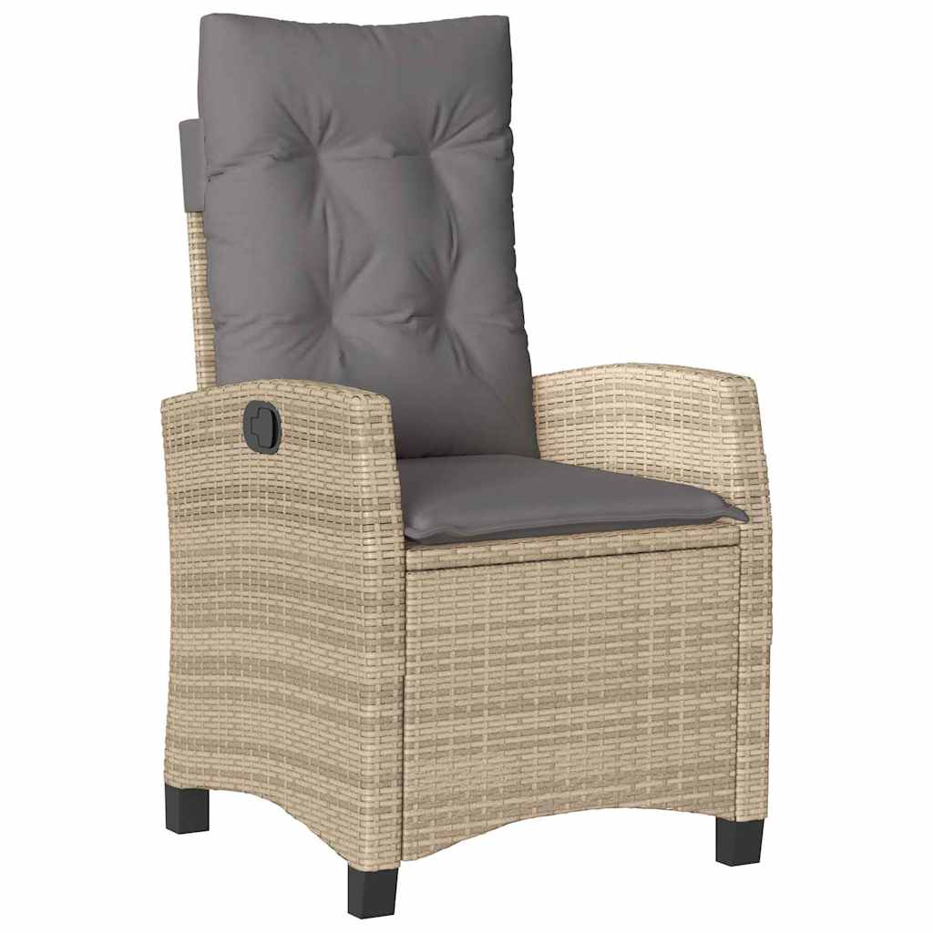 Tuin eettafelset met kussen 3 pcs Beige poly rattan – afbeelding 4
