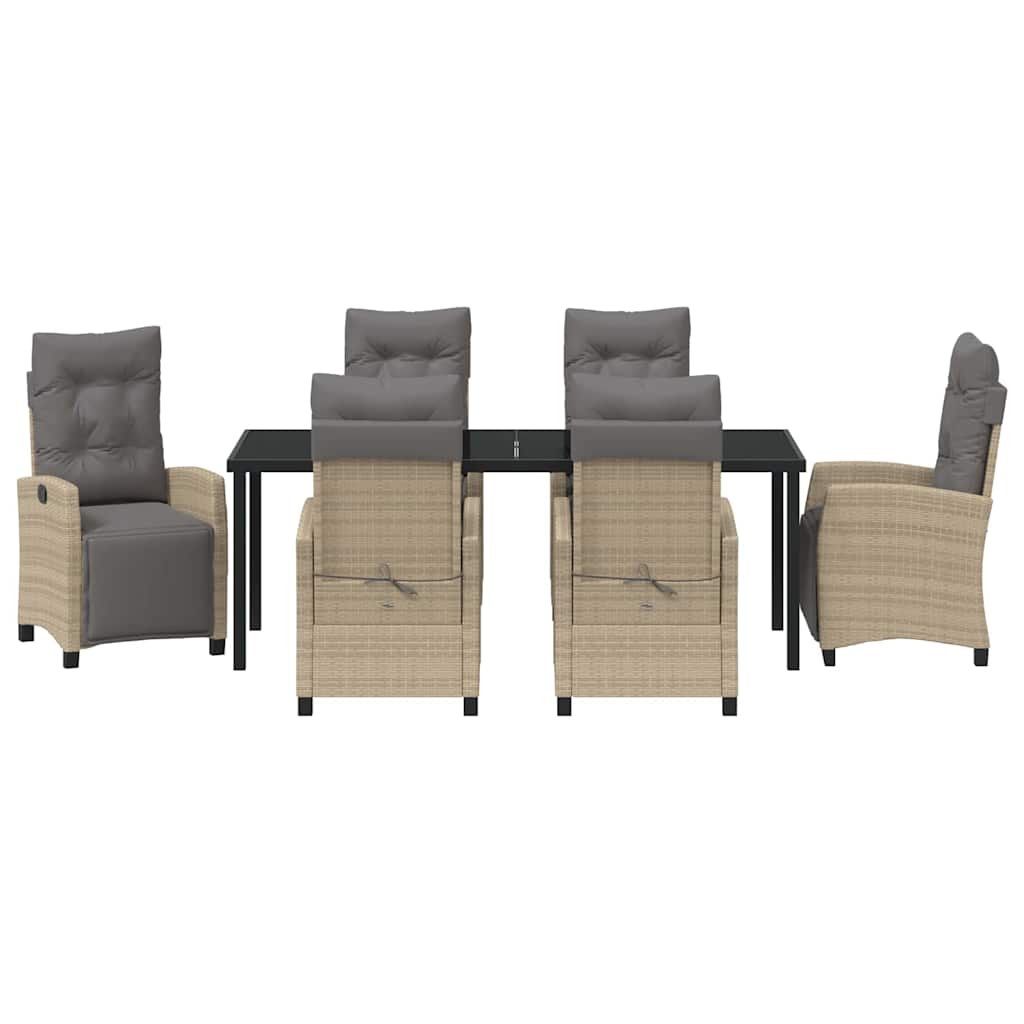 Tuin eettafelset met kussen 7 pcs Beige poly rattan – afbeelding 7