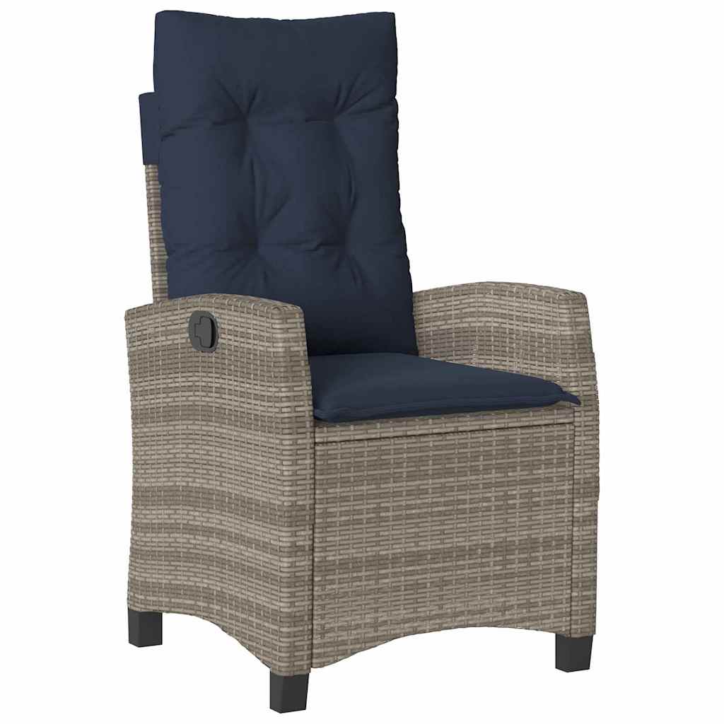 Tuin eettafelset met kussen 5 pcs Grijs poly rattan – afbeelding 6