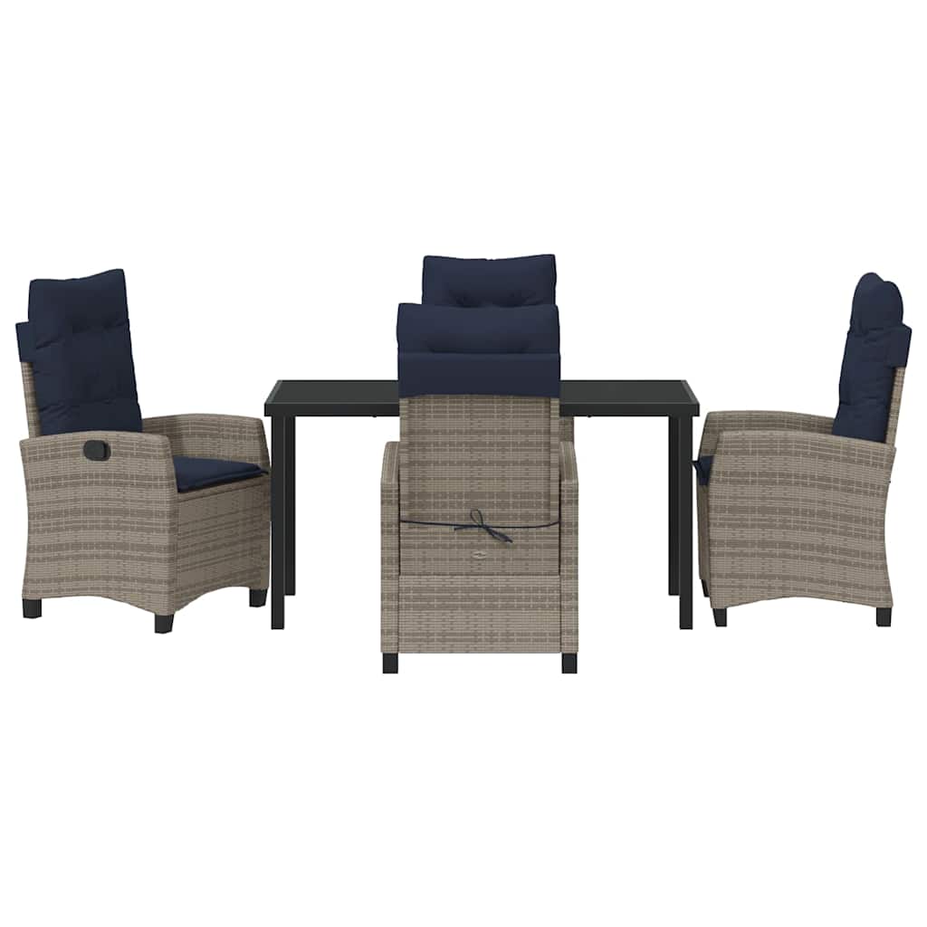 Tuin eettafelset met kussen 5 pcs Grijs poly rattan – afbeelding 7