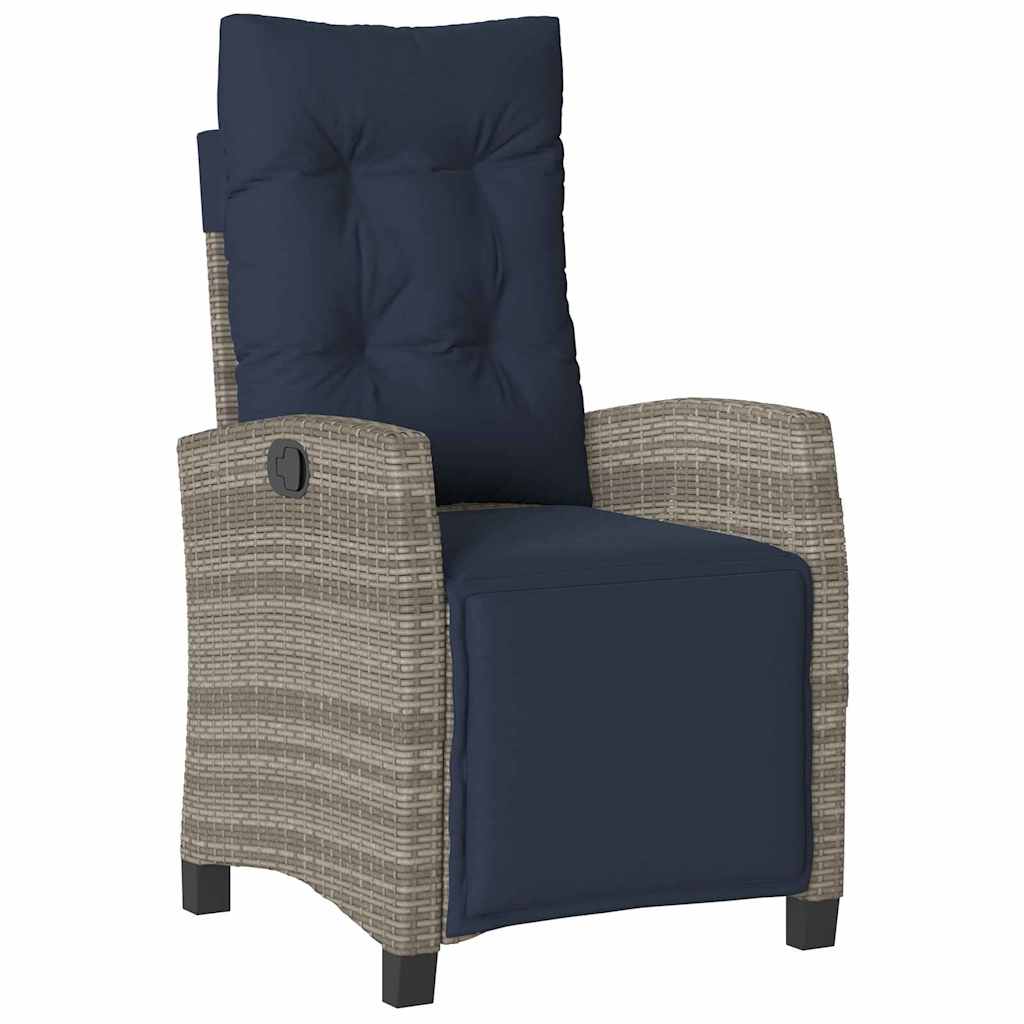 Tuin eettafelset met kussen 9 pcs Grijs poly rattan – afbeelding 6