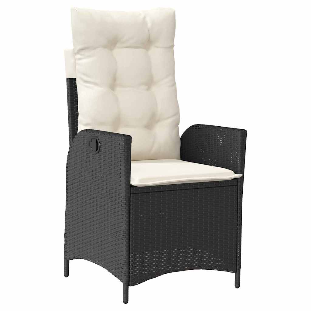 Tuin eettafelset met kussen 9 pcs Zwart poly rattan – afbeelding 6