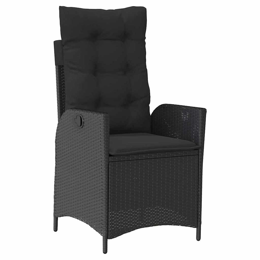 Tuin eettafelset met kussen 7 pcs Zwart poly rattan – afbeelding 6